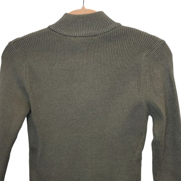 NWT Fashion Women's Quarter Zip Pullover Turtleneck Dark Green Sweater S - Picture 6 of 13